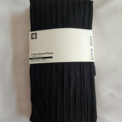 Anne Klein 2 Pairs Opaque Tights Black Size Medium